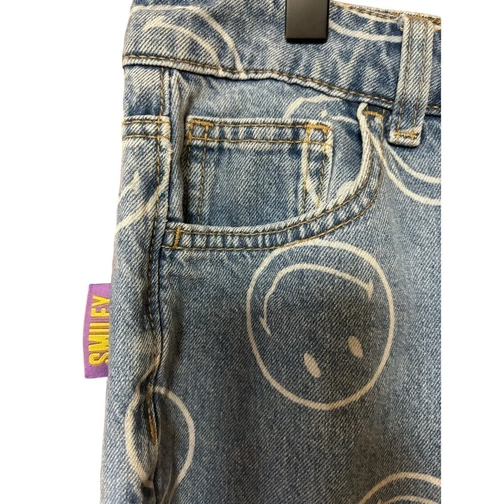 Smiley x H&M smiley Face Wide Leg Straight Leg Smiley Face denim Jeans Size 0